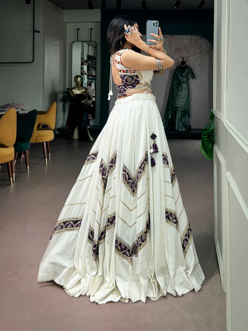 Nnk1788 Pure Rayon Gamthi Mirror Work Navratri Lehenga Choli